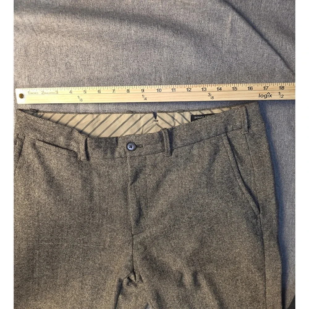 Banana Republic Mens 33x32 Pants Vintage Straight Gray Herringbone Wool Trousers